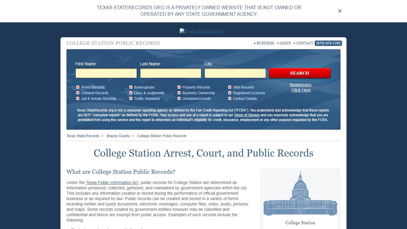 College Station Arrest, Court, and Public Records